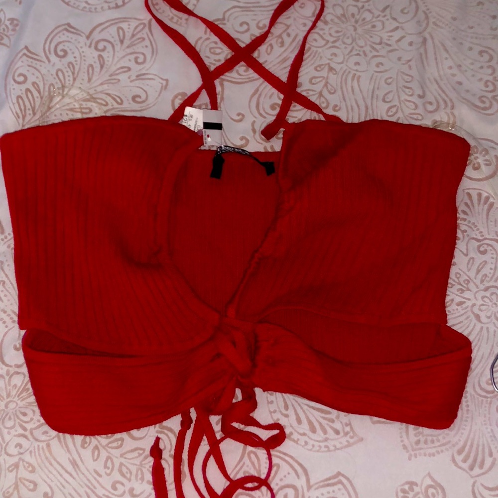 Wave Red Crop Top